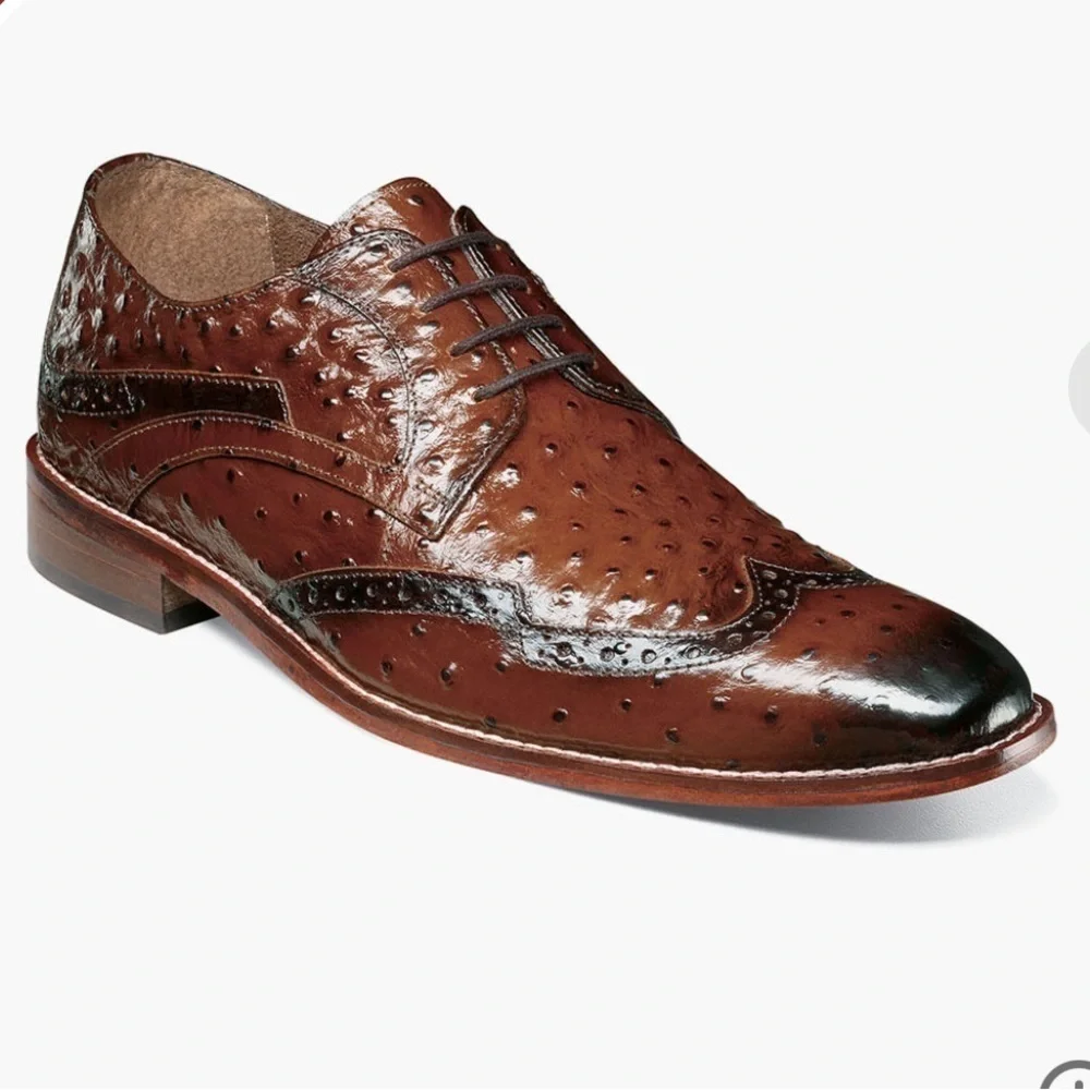 Stacy Adams Shoes - GENNARO Wingtip Oxford Men’s Size 7.5 Cognac NEW